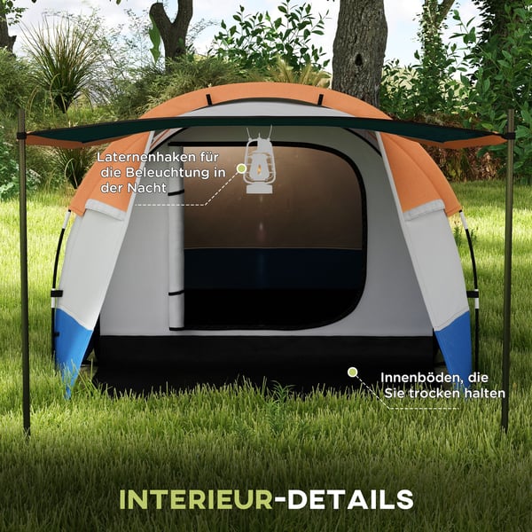 Campingtelt, 420x200x150 cm, Orange