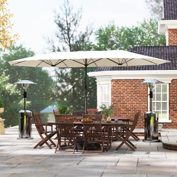 Dobbelt-sidet solparasol, 436x260x240 cm, beige