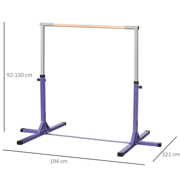 Voimistelun vaakapalkki, 194x121x92-150 cm, violetti