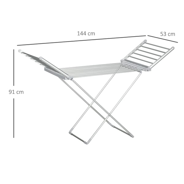 Elektrisk torkställning, 144x53x91 cm, Silver