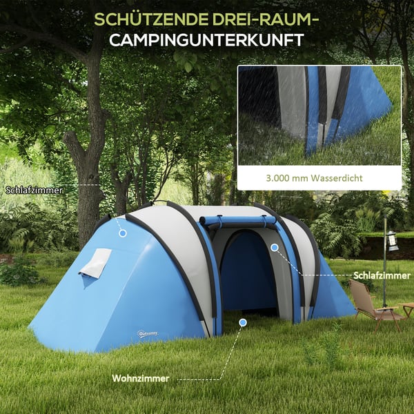 Campingtelt, 450x220x180 cm, Blå