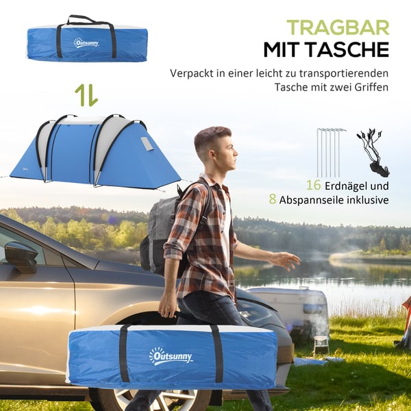 Campingtelt, 450x220x180 cm, Blå