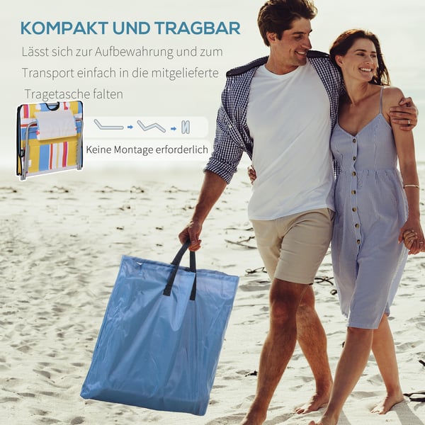 Strandmåtte, 134x48x33-43 cm, Multifarvet