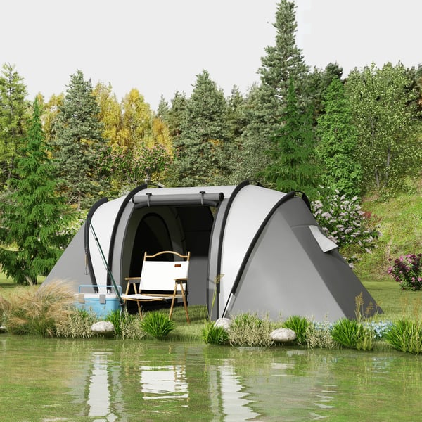 Campingtält, 450x220x180 cm, Grå