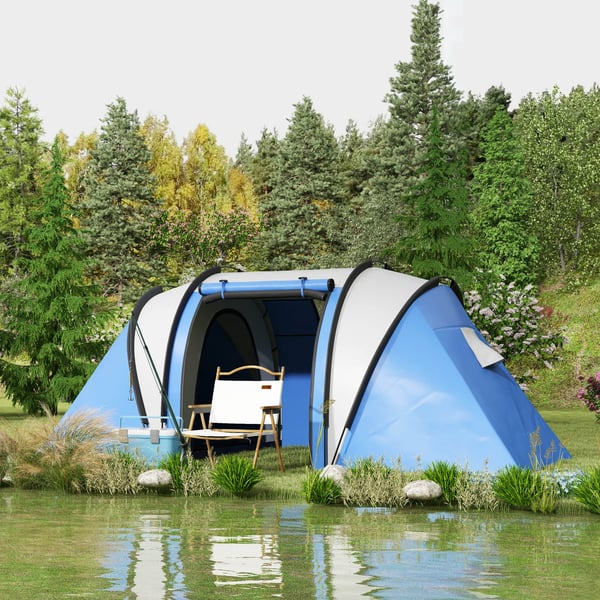 Campingtelt, 450x220x180 cm, Blå