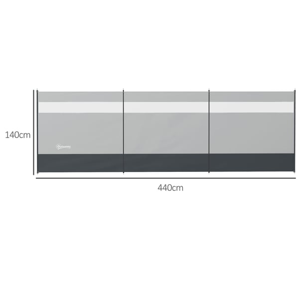 Vindskydd, 440x140 cm, Grå