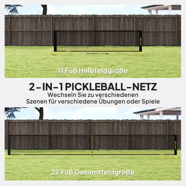 Pickleballnät, 670x60x92 cm, Gul Svart