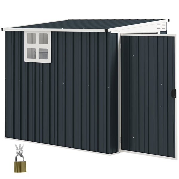 Metallförråd för trädgården, 128x193x181 cm, Mörkgrå