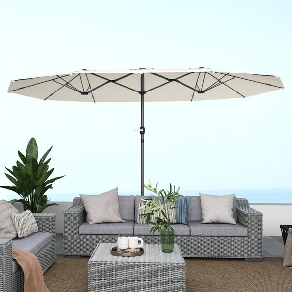 Dobbelt-sidet solparasol, 436x260x240 cm, beige