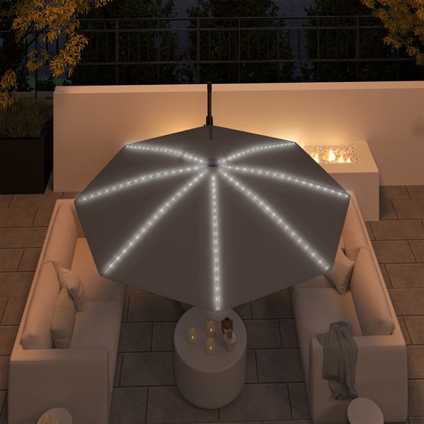 Udendørs Cantilever Parasol, 294 cm diameter, Mørkegrå