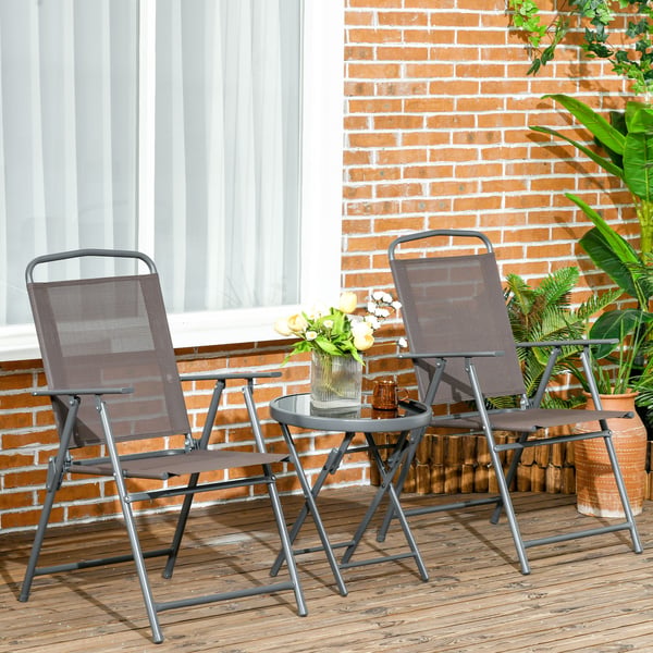 Bistro sæt, bord 45x50 cm, stole 53,5x64x93 cm, brun