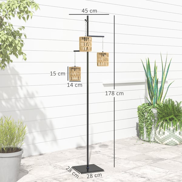 Solcellsgolvlampa, 45x45x178 cm, Gul