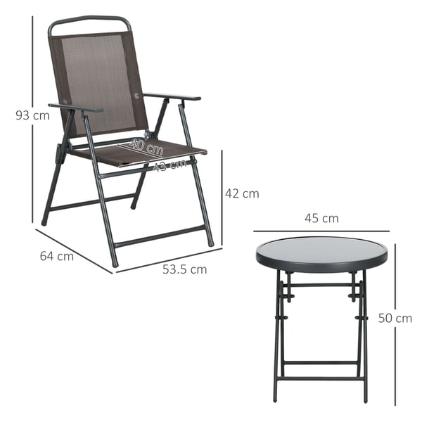 Bistro sæt, bord 45x50 cm, stole 53,5x64x93 cm, brun