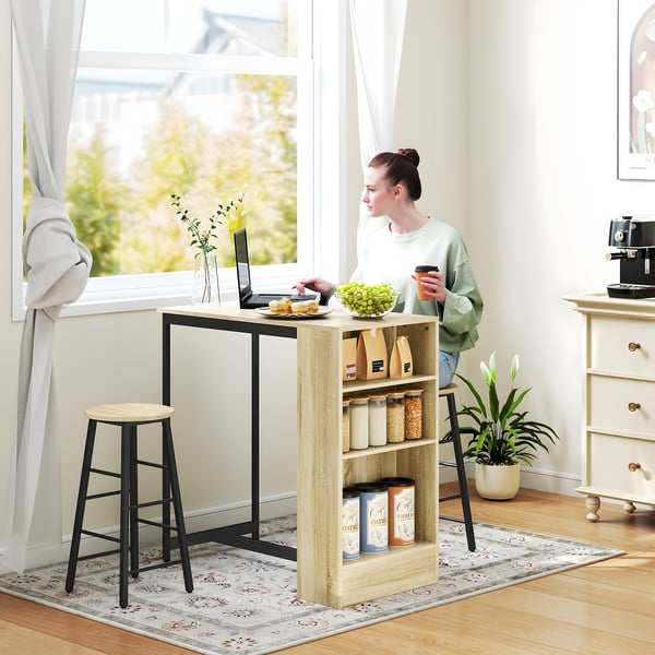 Baaripöytäsarja, 91x49x91 cm, Tammi, Musta