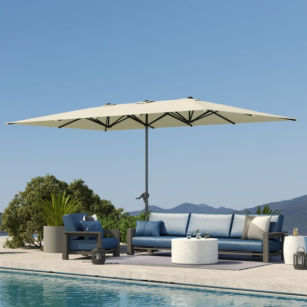 Dobbelt Solparasol, 451x264x264 cm, Creme
