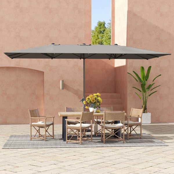 Dobbeltsolparasol, 451x264x264 cm, Mørkegrå