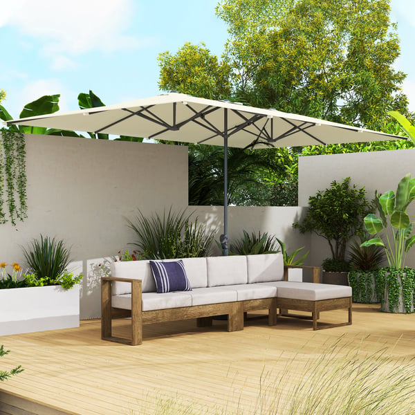 Dobbelt Solparasol, 451x264x264 cm, Creme