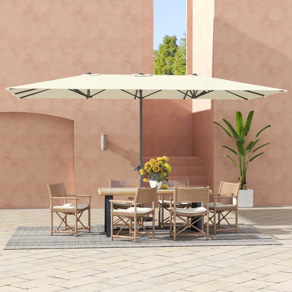 Dobbelt Solparasol, 451x264x264 cm, Creme