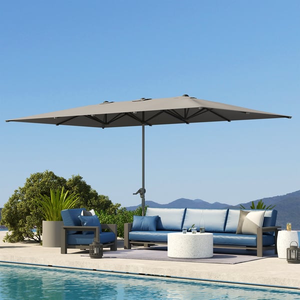 Dobbeltsolparasol, 451x264x264 cm, Mørkegrå