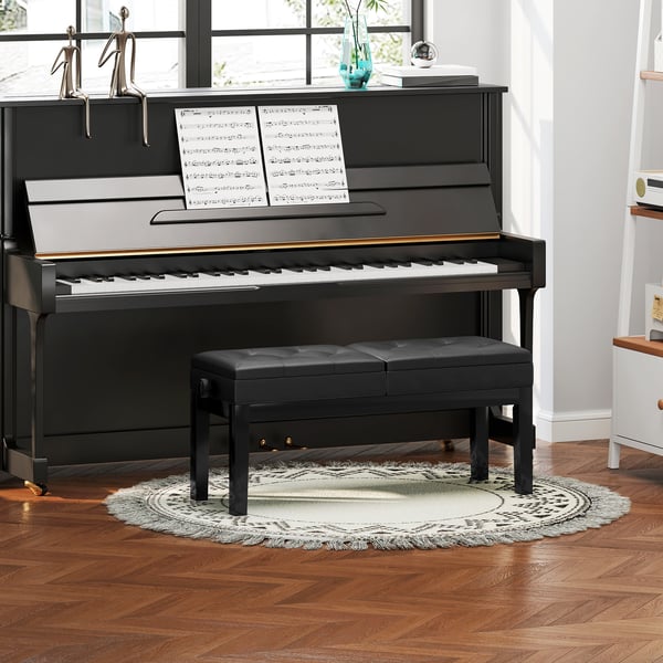 Pianotuoli, Säädettävä Korkeus, 105x37x48-58 cm, Musta