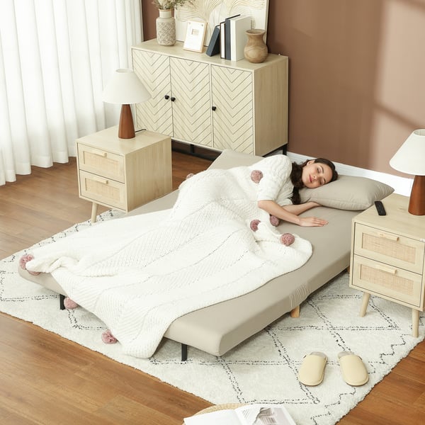 Soffa med bäddfunktion, 130x78x79 cm, Beige