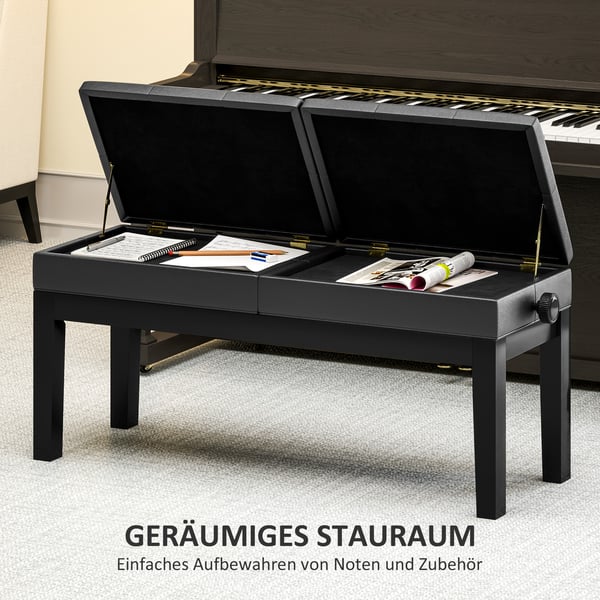 Pianotuoli, Säädettävä Korkeus, 105x37x48-58 cm, Musta