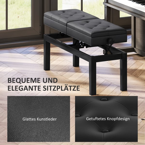 Pianotuoli, Säädettävä Korkeus, 105x37x48-58 cm, Musta