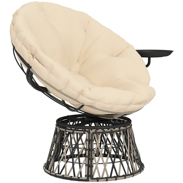 Drejeligt Papasan-stol, 118x76x88 cm, Beige