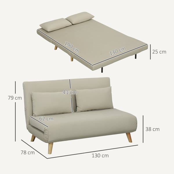 Soffa med bäddfunktion, 130x78x79 cm, Beige