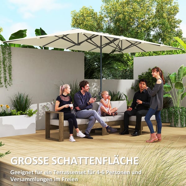 Dobbelt Solparasol, 451x264x264 cm, Creme