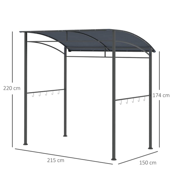 Grillpaviljong, 215x150x220 cm, Grå