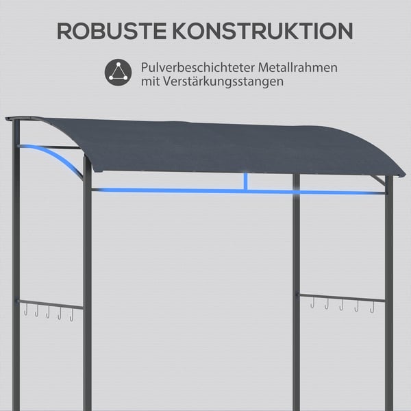 Grillpaviljong, 215x150x220 cm, Grå