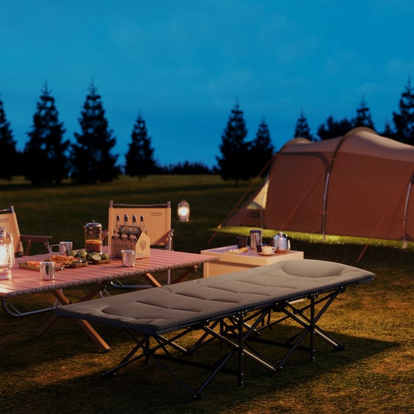 Sammenklappelig camping seng, 187x67x37 cm, grå