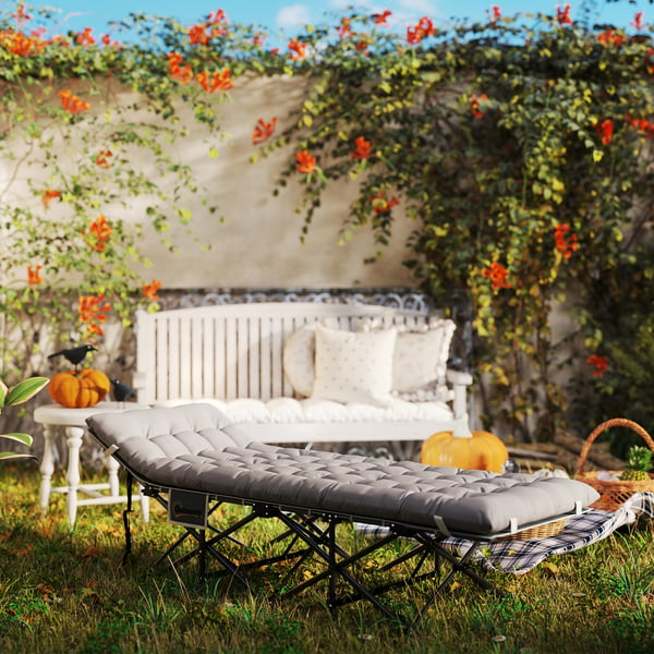Sammenklappelig Camping Seng, 190x65x37 cm, Lys Grå