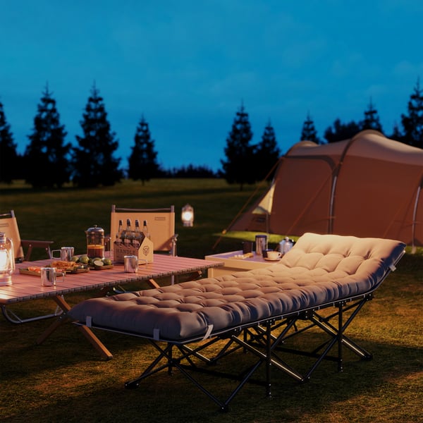 Sammenklappelig Camping Seng, 190x65x37 cm, Lys Grå