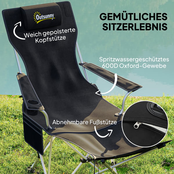 Campingstol, 82x100x88 cm, Sort