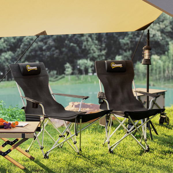 Campingstol, 82x100x88 cm, Sort