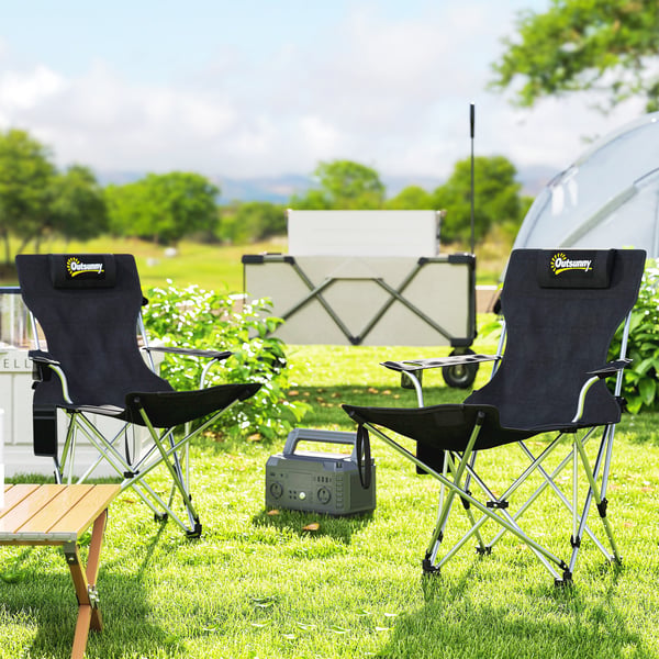 Campingstol, 82x100x88 cm, Sort