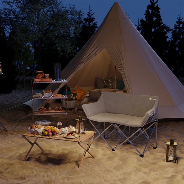 Sammenklappelig campingstol, 120x57x95 cm, grå