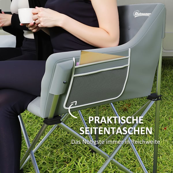 Sammenklappelig campingstol, 120x57x95 cm, grå