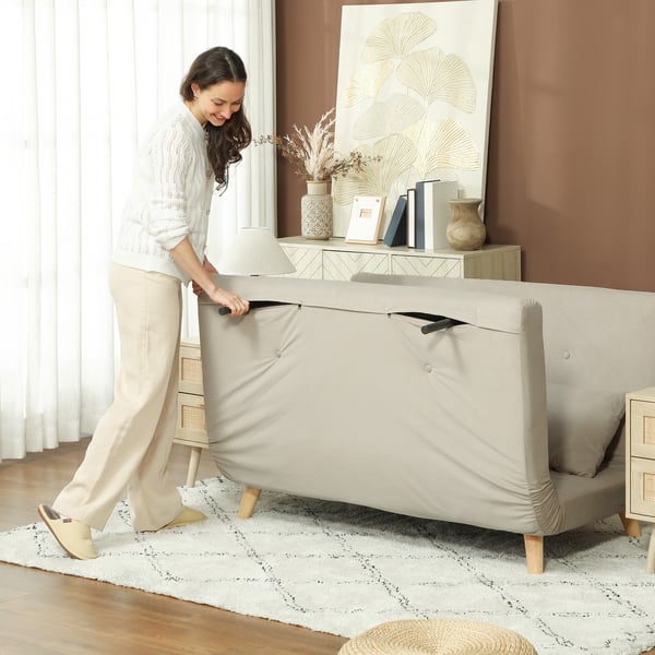 Soffa med bäddfunktion, 130x78x79 cm, Beige