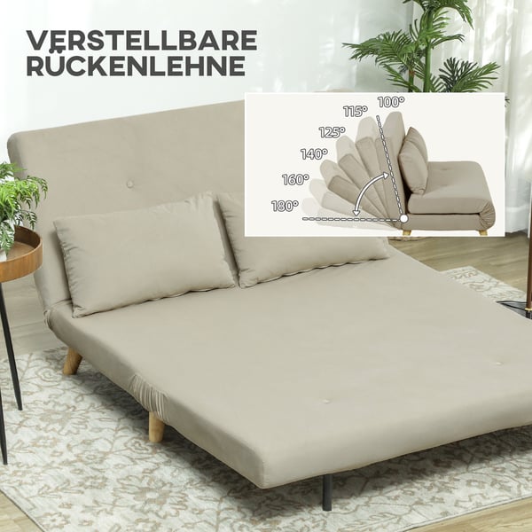 Soffa med bäddfunktion, 130x78x79 cm, Beige