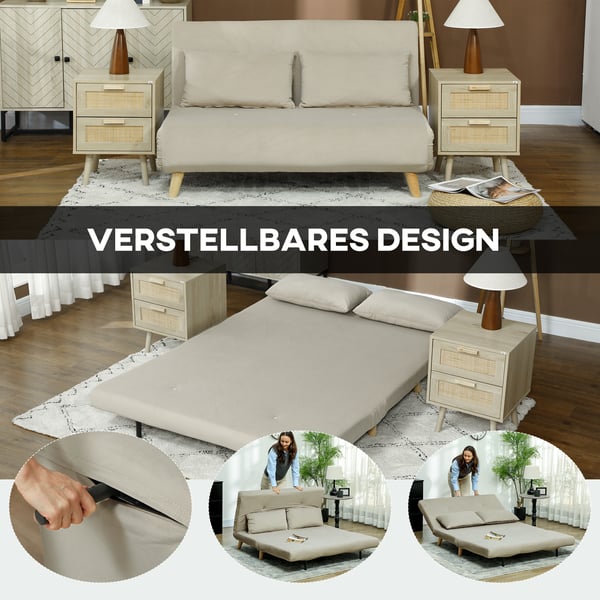 Soffa med bäddfunktion, 130x78x79 cm, Beige