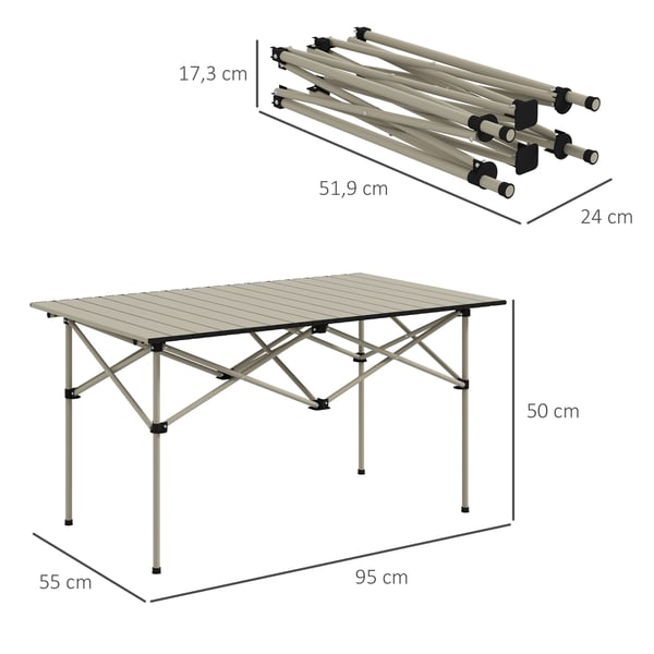 Campingbord, 95x55x50 cm, Khaki