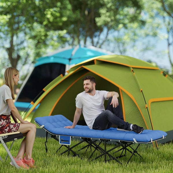 Camping seng, 190x65x37 cm, blå, metal