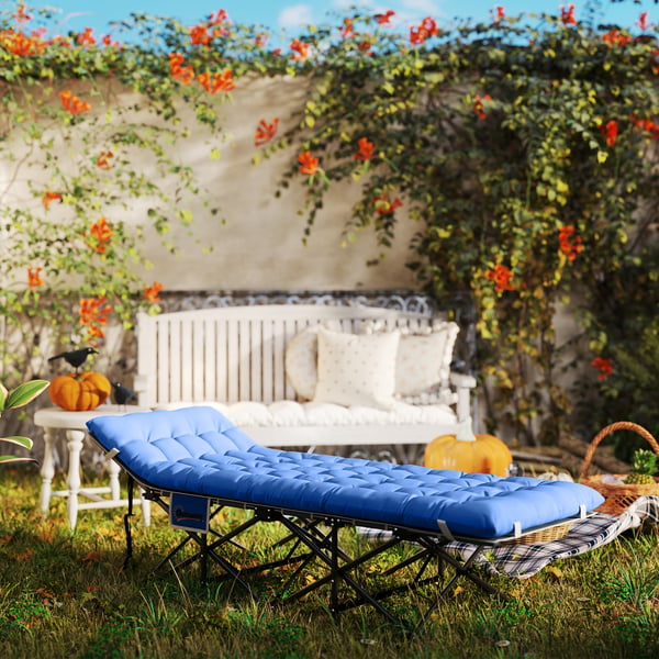 Camping seng, 190x65x37 cm, blå, metal