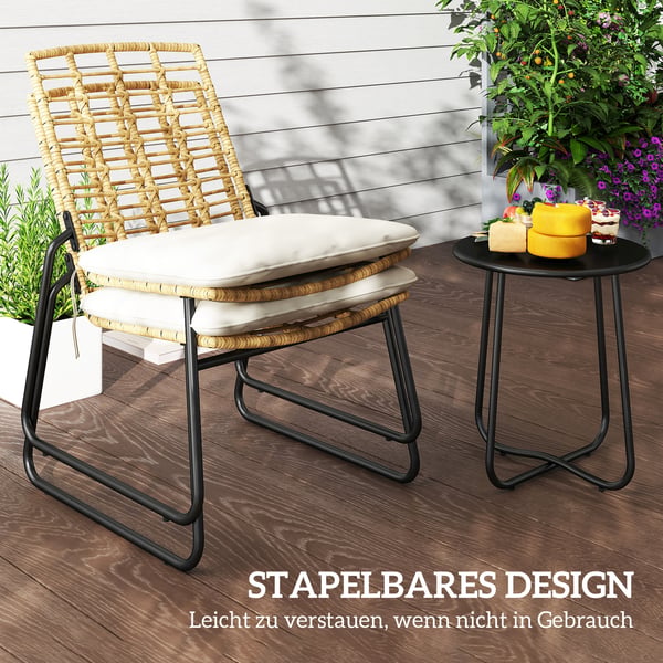 Havesæt, 3-dele, 56x67x78 cm, Beige, Rattan