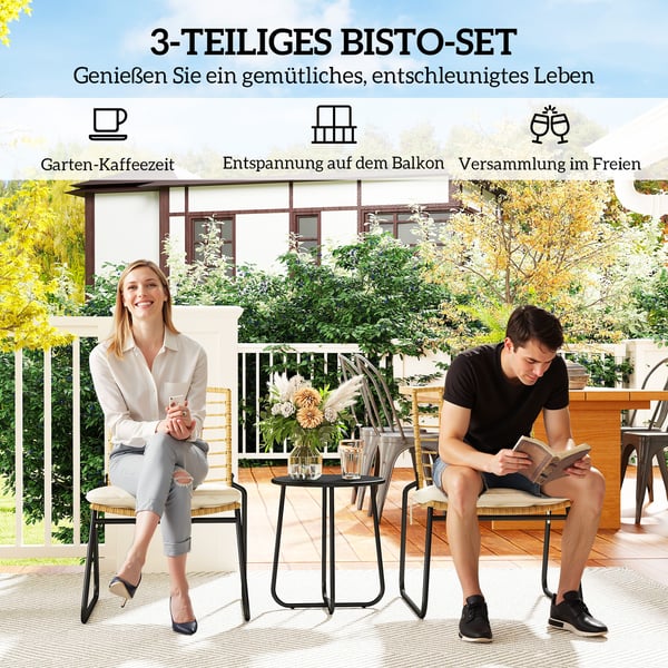 Havesæt, 3-dele, 56x67x78 cm, Beige, Rattan
