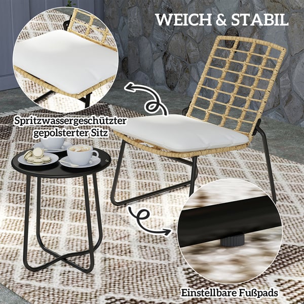 Havesæt, 3-dele, 56x67x78 cm, Beige, Rattan