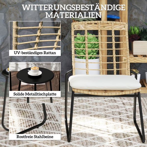 Havesæt, 3-dele, 56x67x78 cm, Beige, Rattan